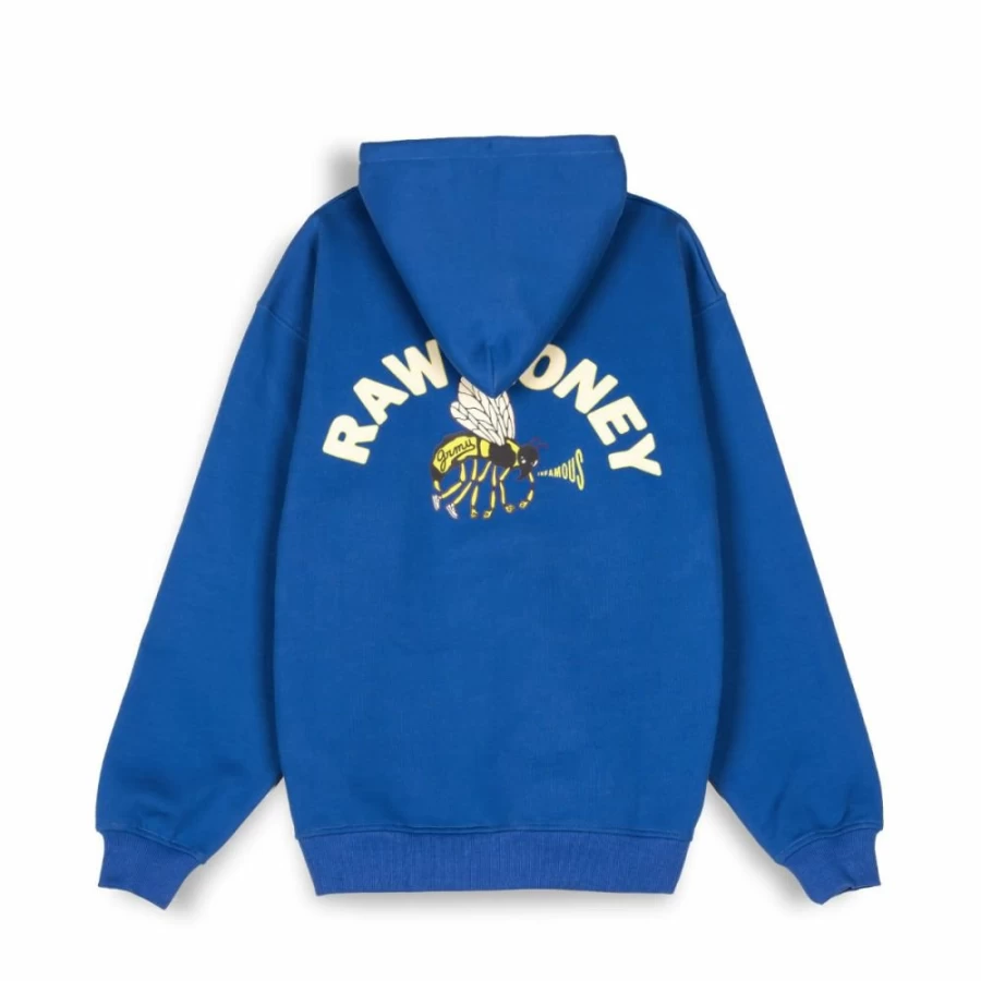 Grimey Hive Heavyweight Hoodie for Men & Women - Blue Cotton Pullover Sweatshirt - Fall Winter Streetwear