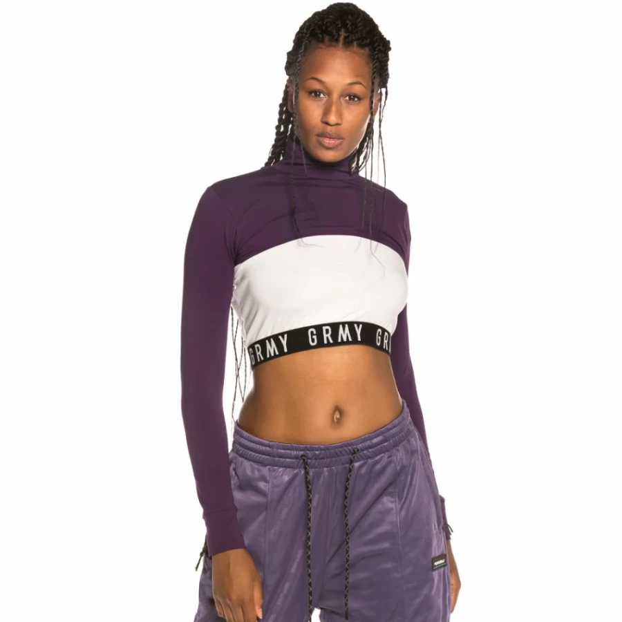 Grimey Vostok Girl Purple Long Sleeve Crop Top Fall Winter 2019 Fashion Women's Streetwear