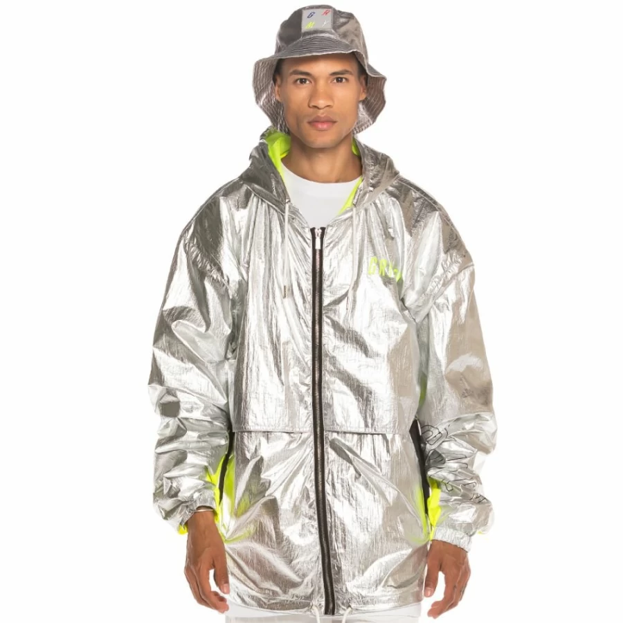 Grimey Planete Noire Fw19 Silver Waterproof Raincoat for Men & Women