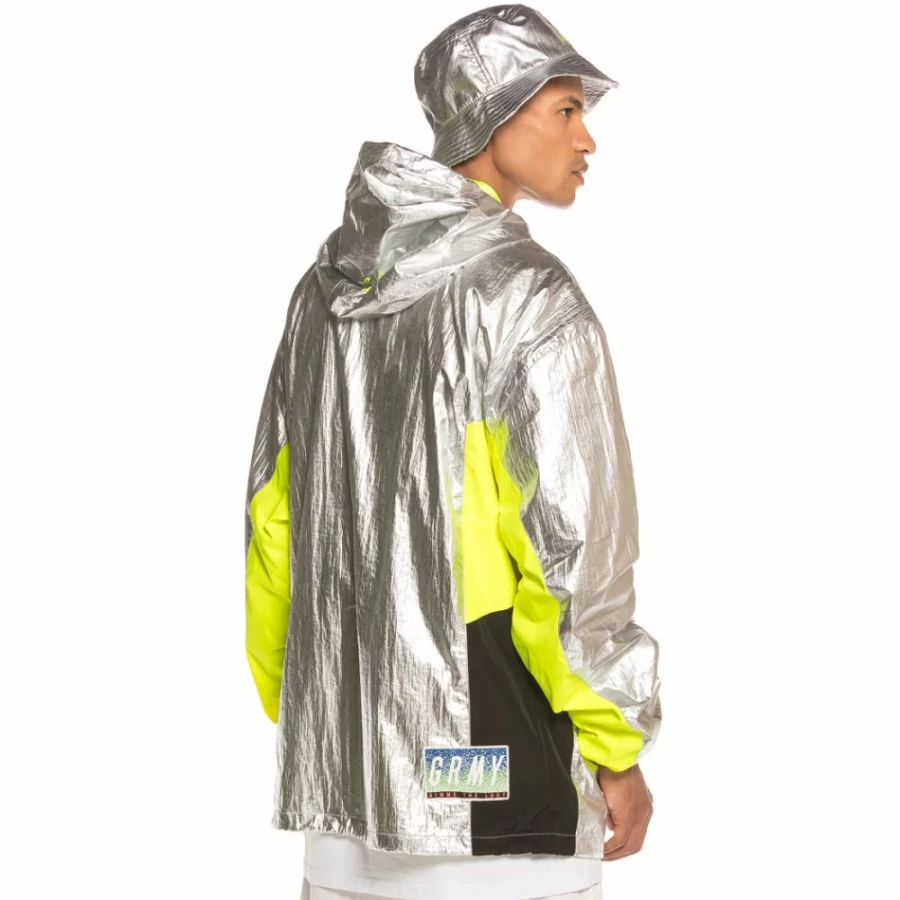 Grimey Planete Noire Fw19 Silver Waterproof Raincoat for Men & Women