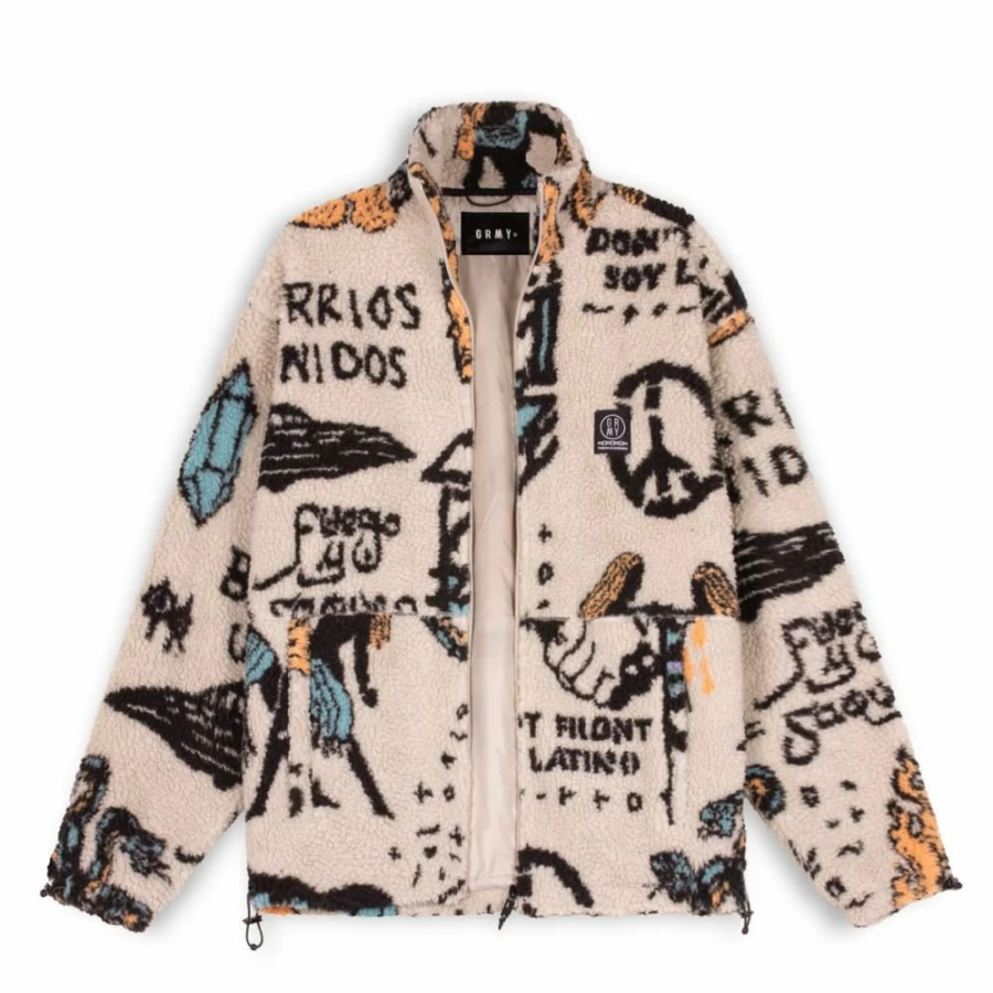 Grimey Lost Boys Sherpa Jacket - Cream - Winter 2022 Coats for Men & Women