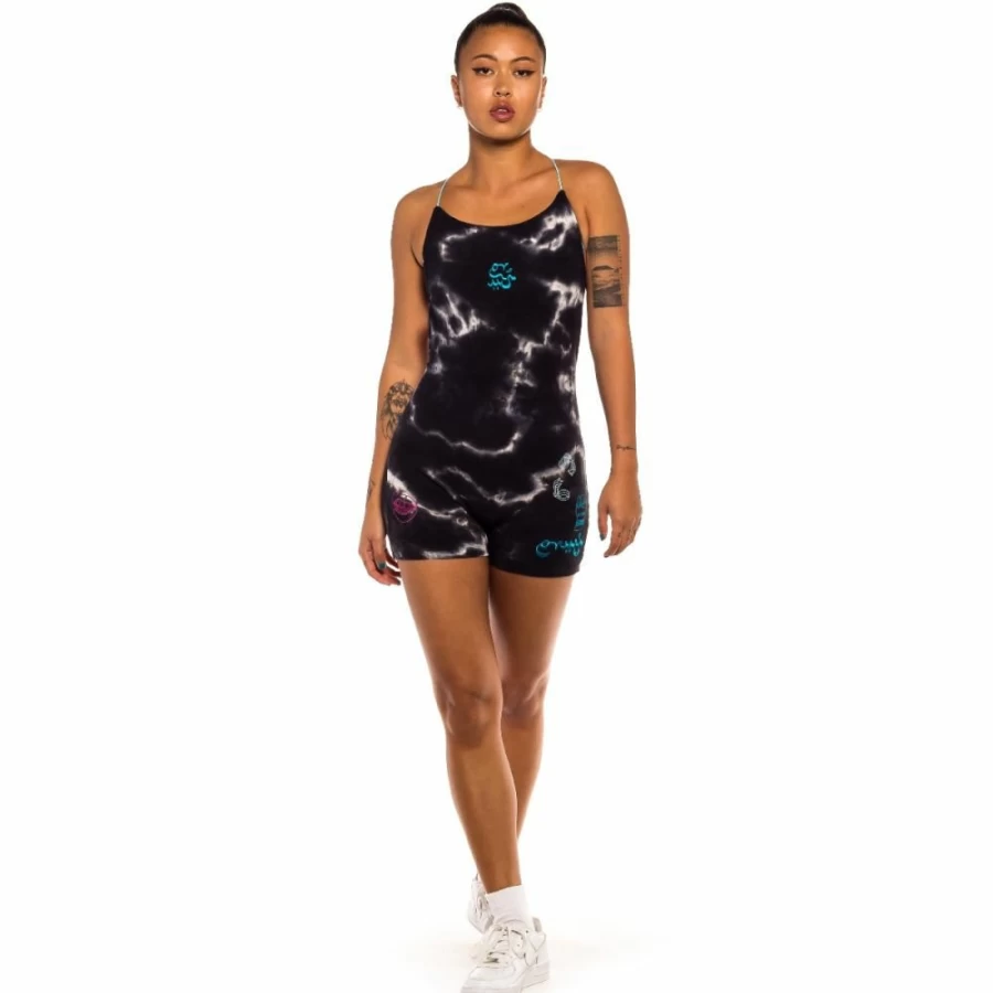 Grimey "Day Dreamer" Black Bleached Jumpsuit - Spring 2022 Collection - Oversized Denim Overalls