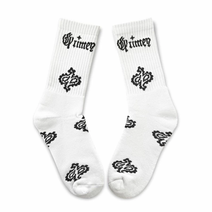 Grimey Panic Los Nite White Socks SS24 - Trendy Streetwear Socks for Men & Women