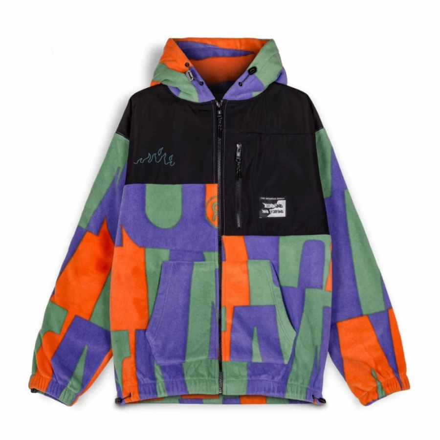 Grimey Snow Fox All Over Print Polar Fleece Hoodie - Multicolor Winter Pullover for Men & Women