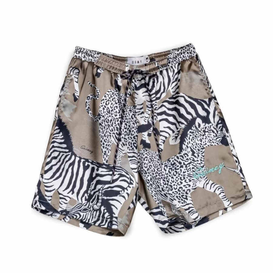 Grimey Animal Print Satin Shorts in Copper - Summer 2023 Collection