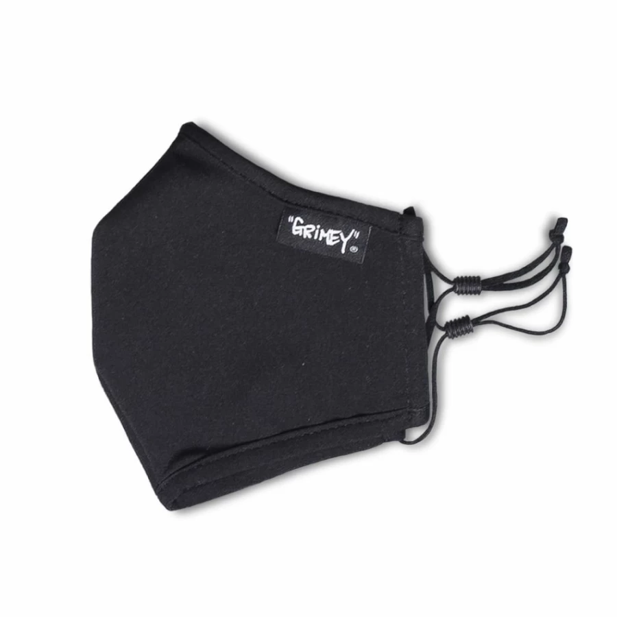 Grimey Black Woven Label Face Mask FW20 - Stylish & Breathable Fashion Mask