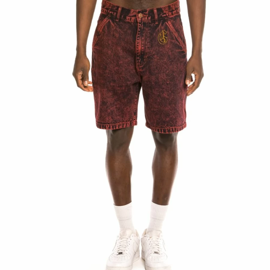 Grimey Liveution Red Denim Shorts for Men & Women - Spring 2021 Fashion Collection