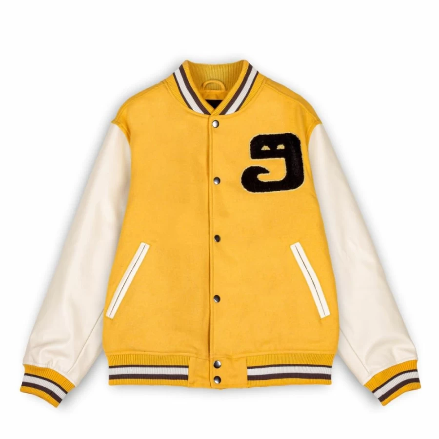 Grimey Baseball Jacket "Lust Mantra" Yellow Outerwear for Men Fall 2022 Collection