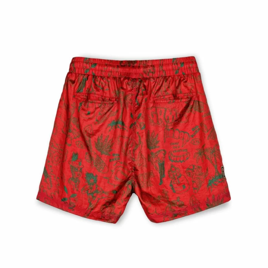 Grimey Satin Shorts - Red - High Waist Comfortable Summer Shorts for Women - Spring 2023 Collection