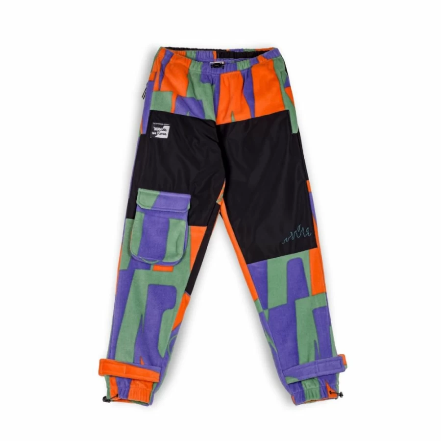 Grimey Snow Fox Print Polar Fleece Pants - Winter Thermal Loungewear - Multicolor All Over Design - Size L 22