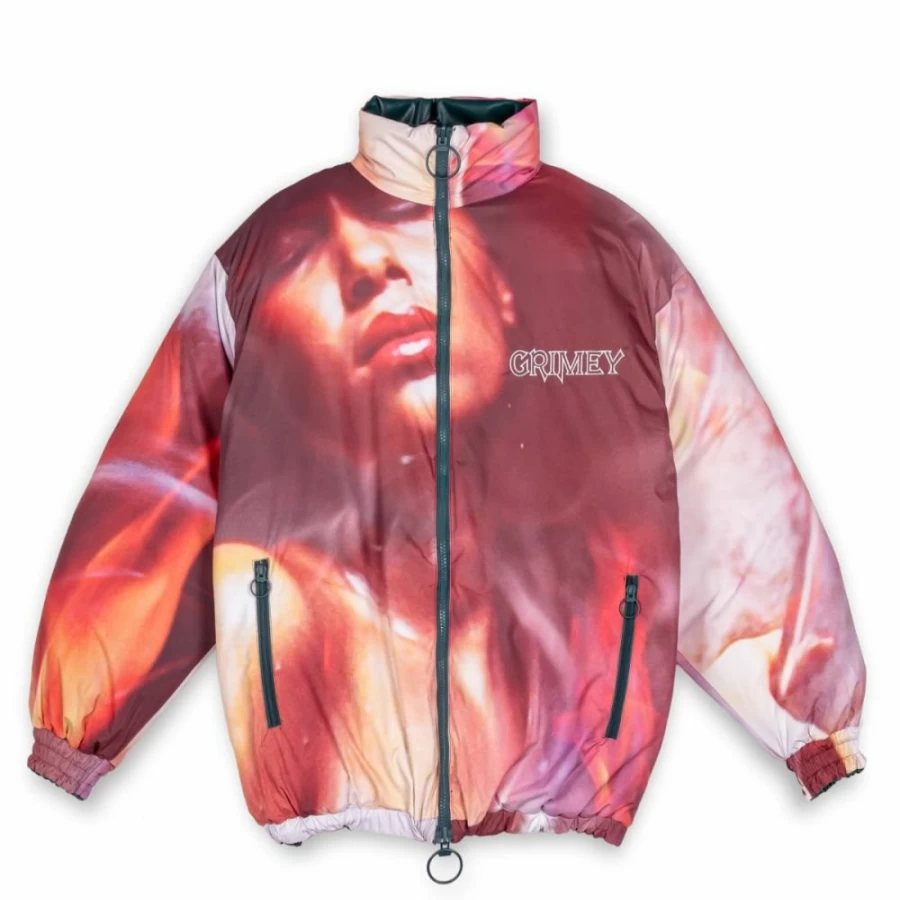 Grimey Reversible Puffy Jacket "West Bound" Green - Lightweight Warm Coat for Men & Women Fall Winter 2022
