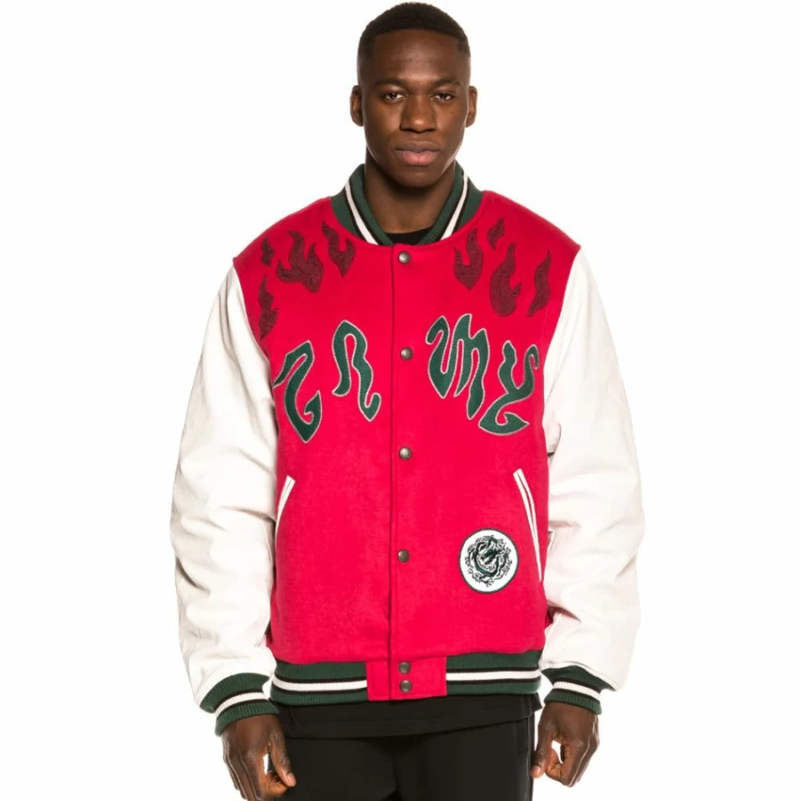 Grimey Baseball Jacket FW20 - Red Yoga Fire Streetwear Coat