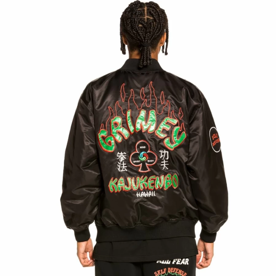 Grimey Reversible Satin Jacket "Destroy All Fear" - Black/Red - Fall 2021 Collection