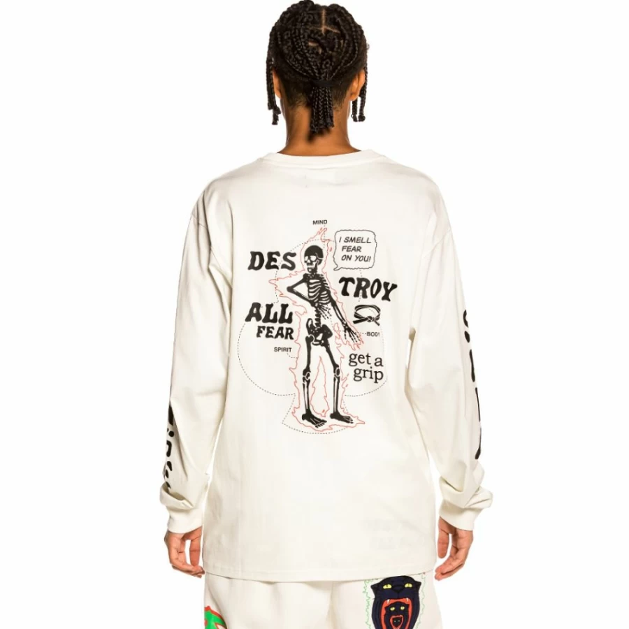 Grimey "Destroy All Fear" Long Sleeve T-Shirt - White - Fall 2021 Collection