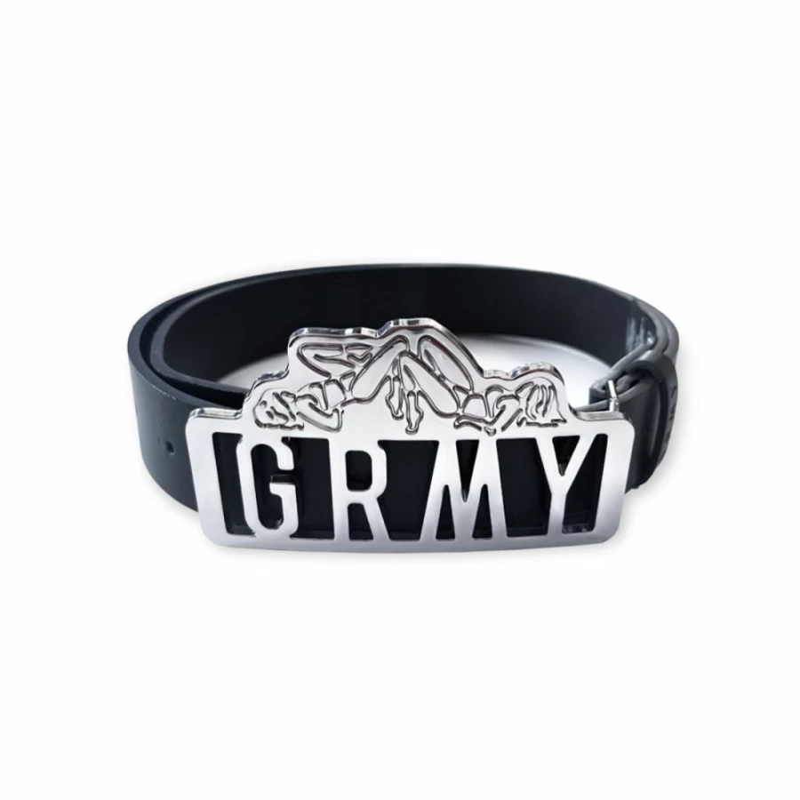 Grimey Black Buckle Belt - Adjustable Strap for Men & Women - Fashion Accessory FW23 Collection