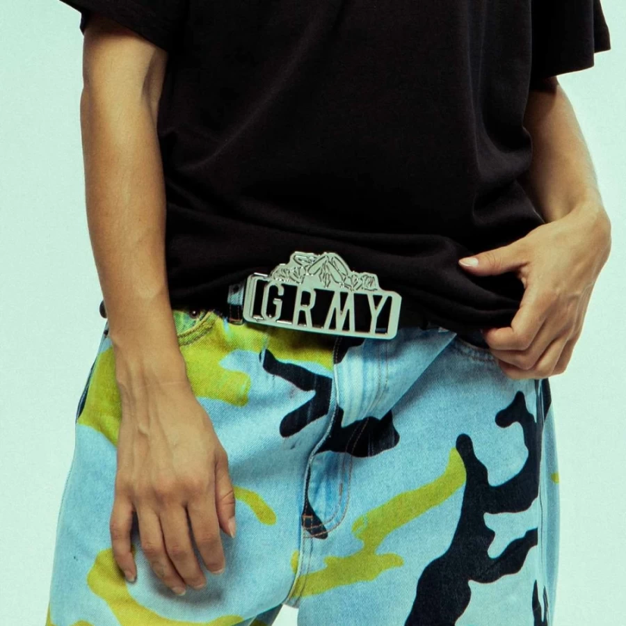Grimey Black Buckle Belt - Adjustable Strap for Men & Women - Fashion Accessory FW23 Collection