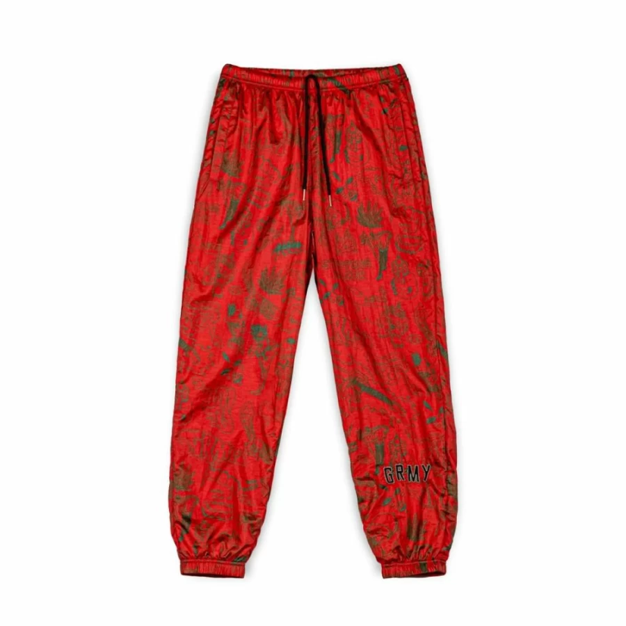 Grimey Satin Red Jogger Pants - Spring 2023 Collection | Tough & Stylish Men's Tracksuit Bottoms