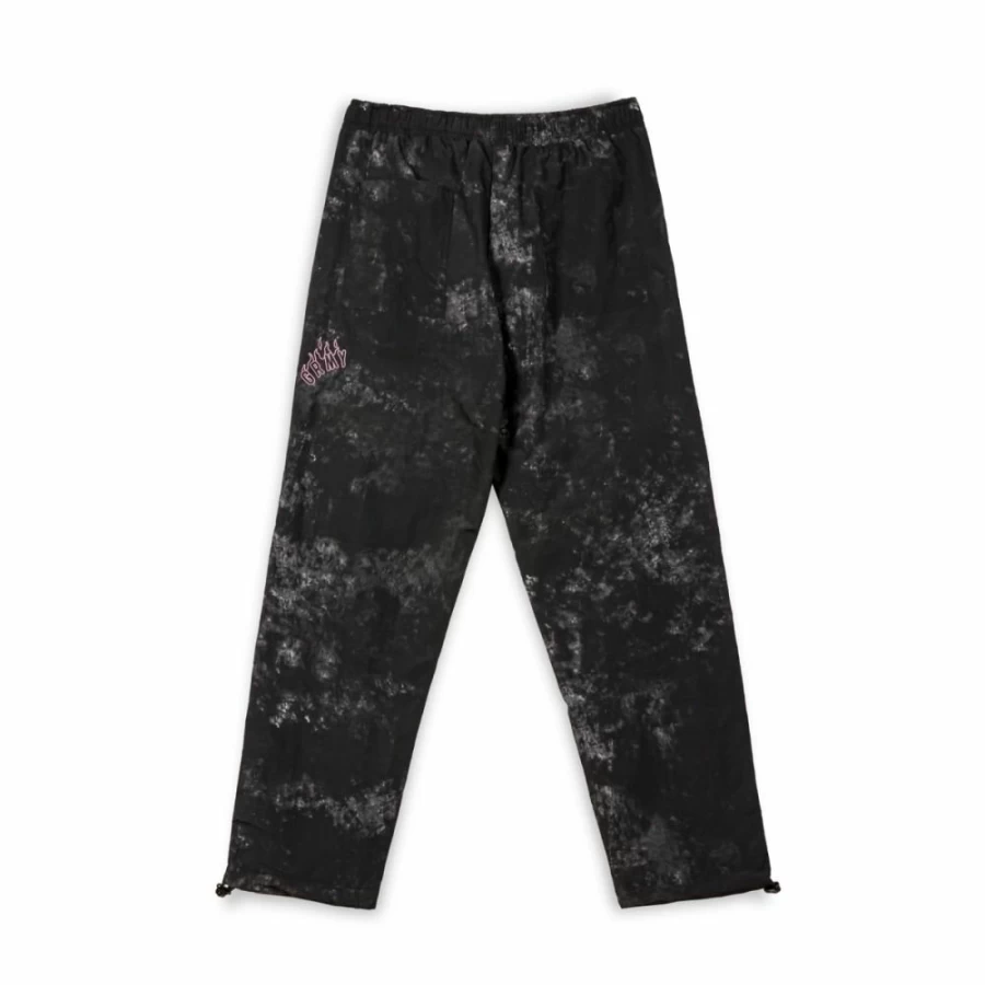 Grimey Black Nylon Tie-Dye Pantalon with Melted Stone Wash - FW23 Collection