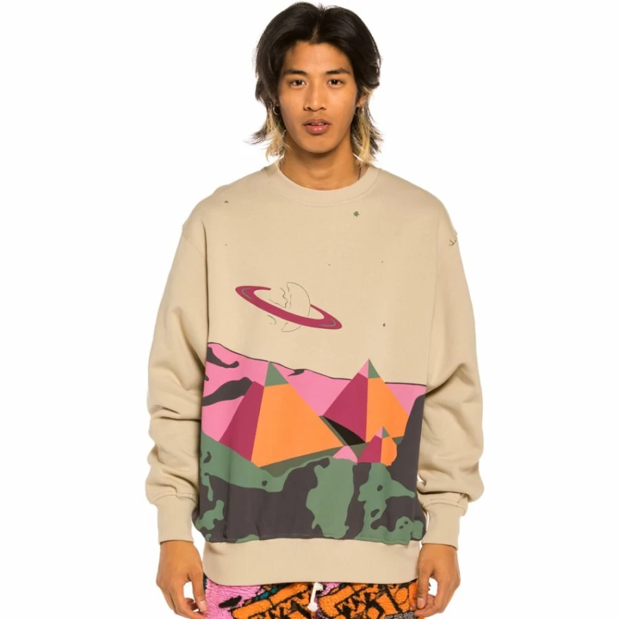 Grimey "Space Lady" Sand Crewneck Sweatshirt - Winter 2021 Collection