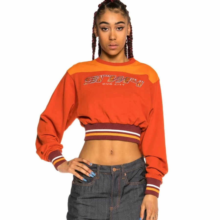 Grimey Acknowledge Girl Crop Top Orange SS20 Crewneck T-Shirt