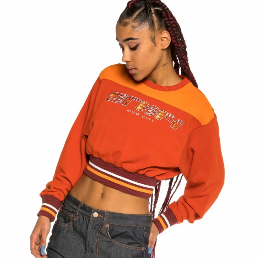 Grimey Acknowledge Girl Crop Top Orange SS20 Crewneck T-Shirt