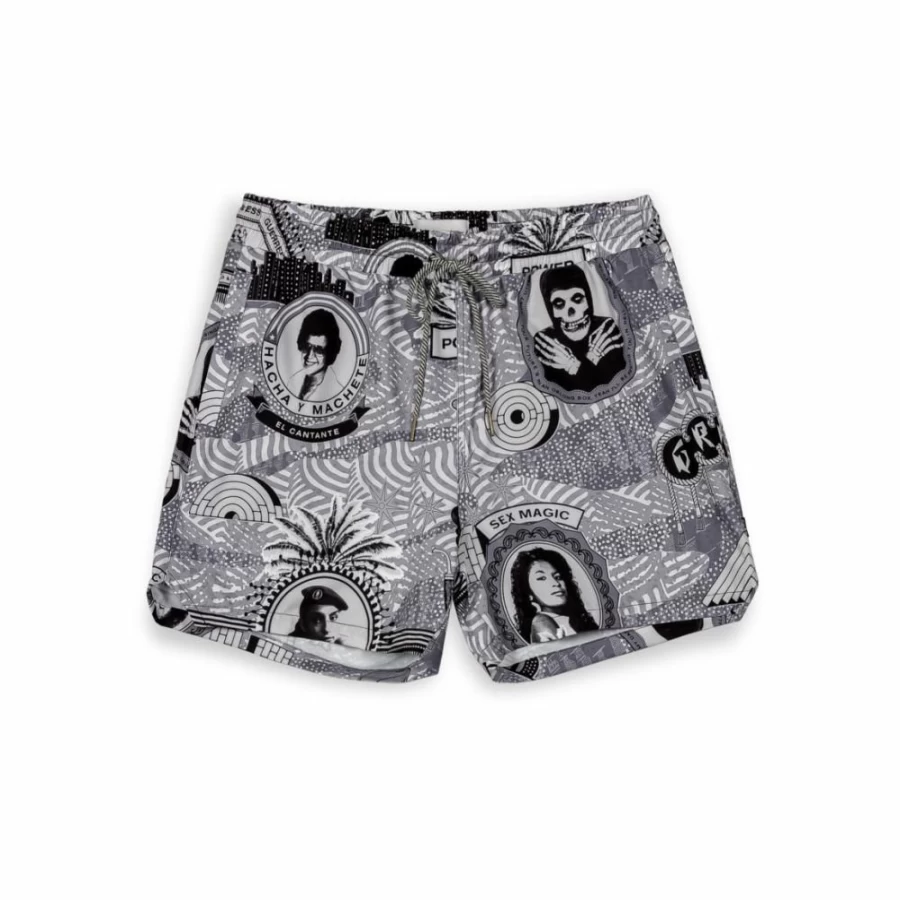 Grimey Supastar Black Swim Trunks SS24 | Men's Beach Shorts | Quick Dry Swimwear
