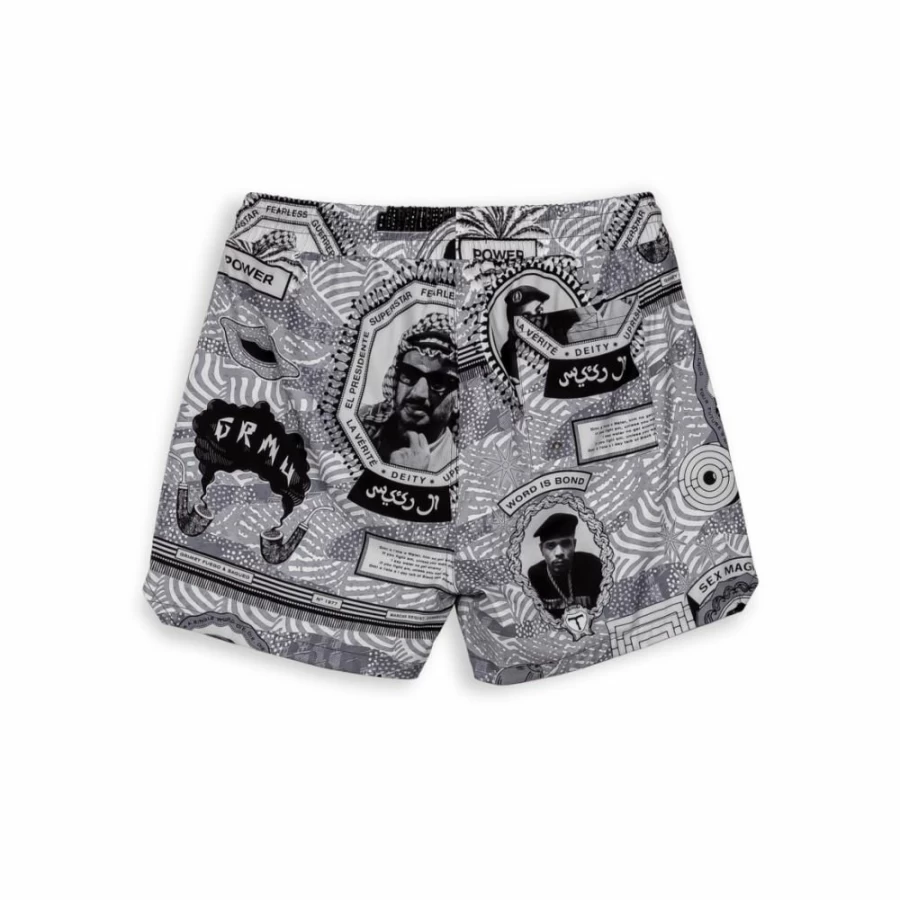 Grimey Supastar Black Swim Trunks SS24 | Men's Beach Shorts | Quick Dry Swimwear
