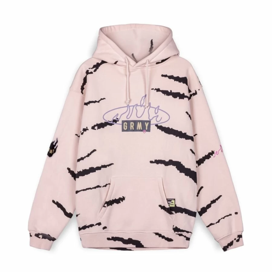 Grimey Cloven Tongues Vintage Hoodie - Cream All Over Print Sweatshirt - Summer 2023 Collection
