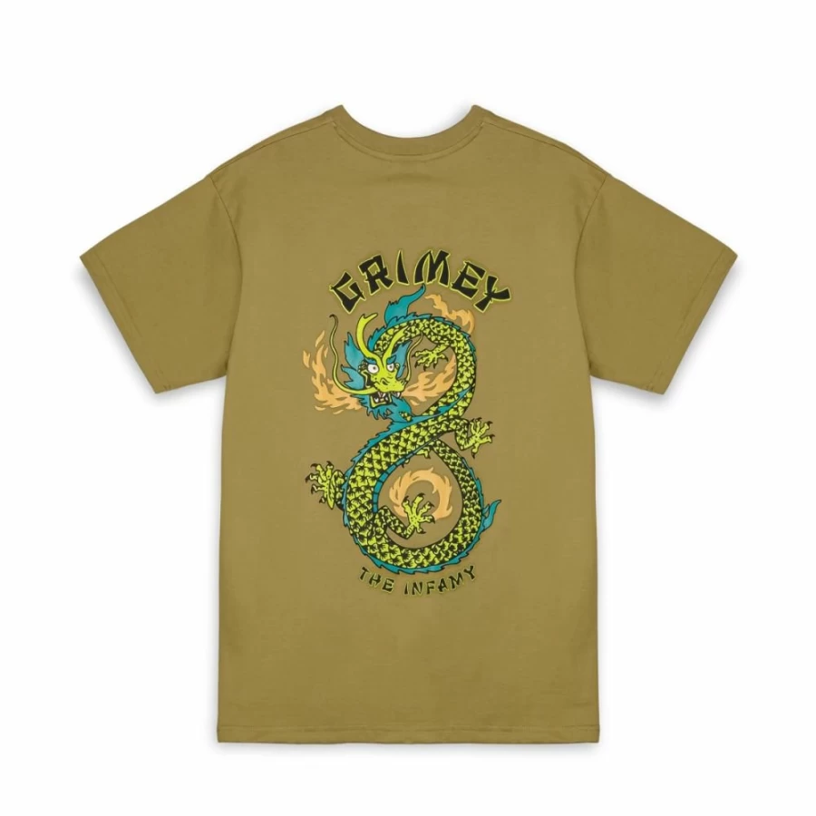 Grimey The Lucky Dragon Military Green T-Shirt - SS24 Collection