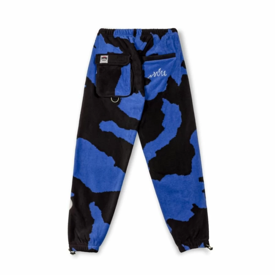 Grimey Royal Blue Polar Fleece Pants with All Over Print - Cozy Winter Fashion FW23 Collection