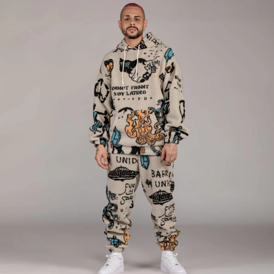 Grimey Lost Boys Sherpa Hoodie & Pant Set in Cream - Winter 2022 Collection