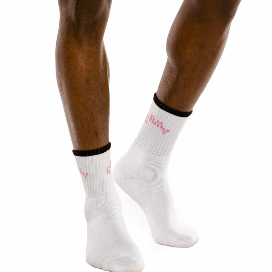 Grimey Liveution Performance Socks - White Athletic Crew Socks for Men & Women - Spring 2021 Collection